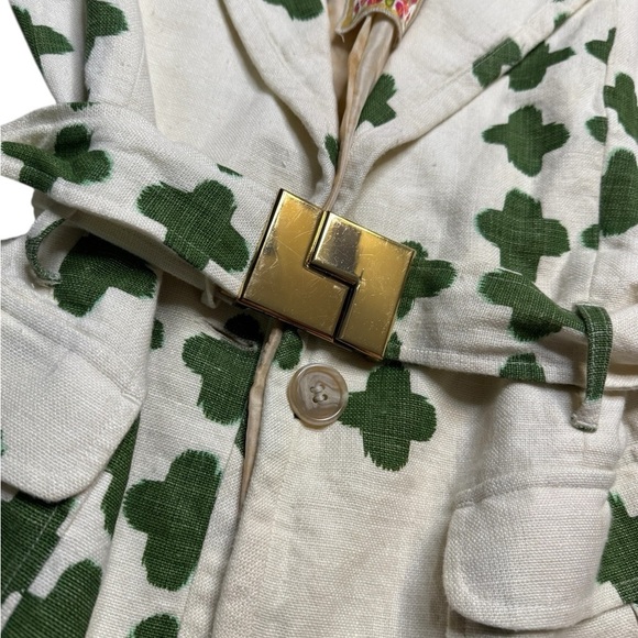 💚 L.A.M.B. by Gwen Stefani Linen Belted Blazer 8 🌿 Clover Print Designer Chic 💚 - Picture 2 of 10